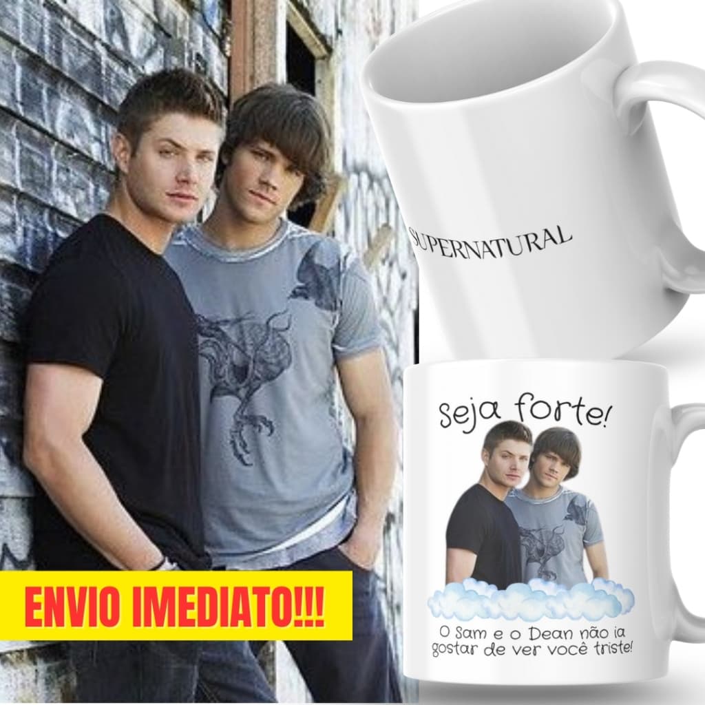 Caneca Xicara Porcelana 325ml Seja Forte Sam Dean Winchester Personalizada Presente Decoração Casa