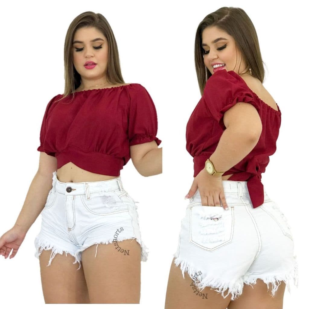 Short Jeans Feminino Cintura Alta Desfiado Verão 2026 - Empina Bum Bum