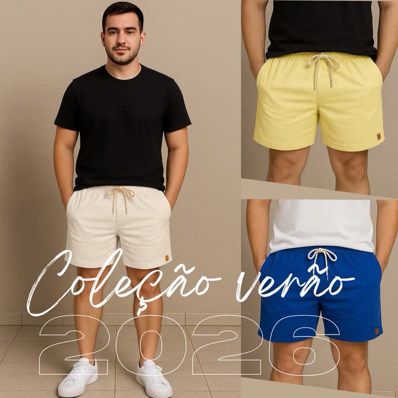 Kit 3 Shorts Linho Masculino Básico Mauricinho Premium - Bermuda em Linho moda Praia verão