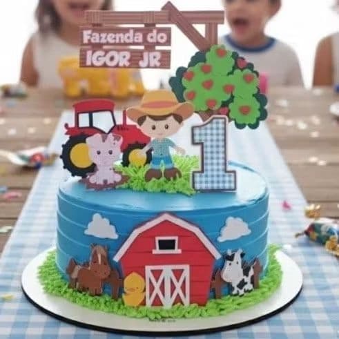 Topo de Bolo Fazendinha 3D |Enfeite de bolo | Personalizado com camadas |Aniversário Mesversário ENVIO RÁPIDO