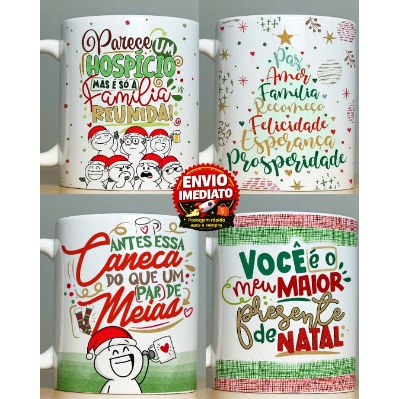 Caneca Natal Casal Família Final de Ano Frases Flork