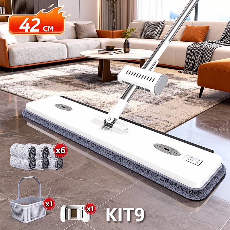 KIT 9 Conjunto De Esfregão E Balde Dobrável De Microfibra Com Raspador De Desaguamento -B01