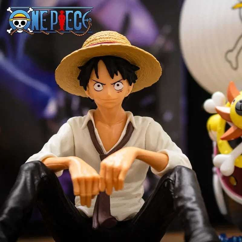 Action Figure Luffy Sentado Anime One Piece 12 Cm