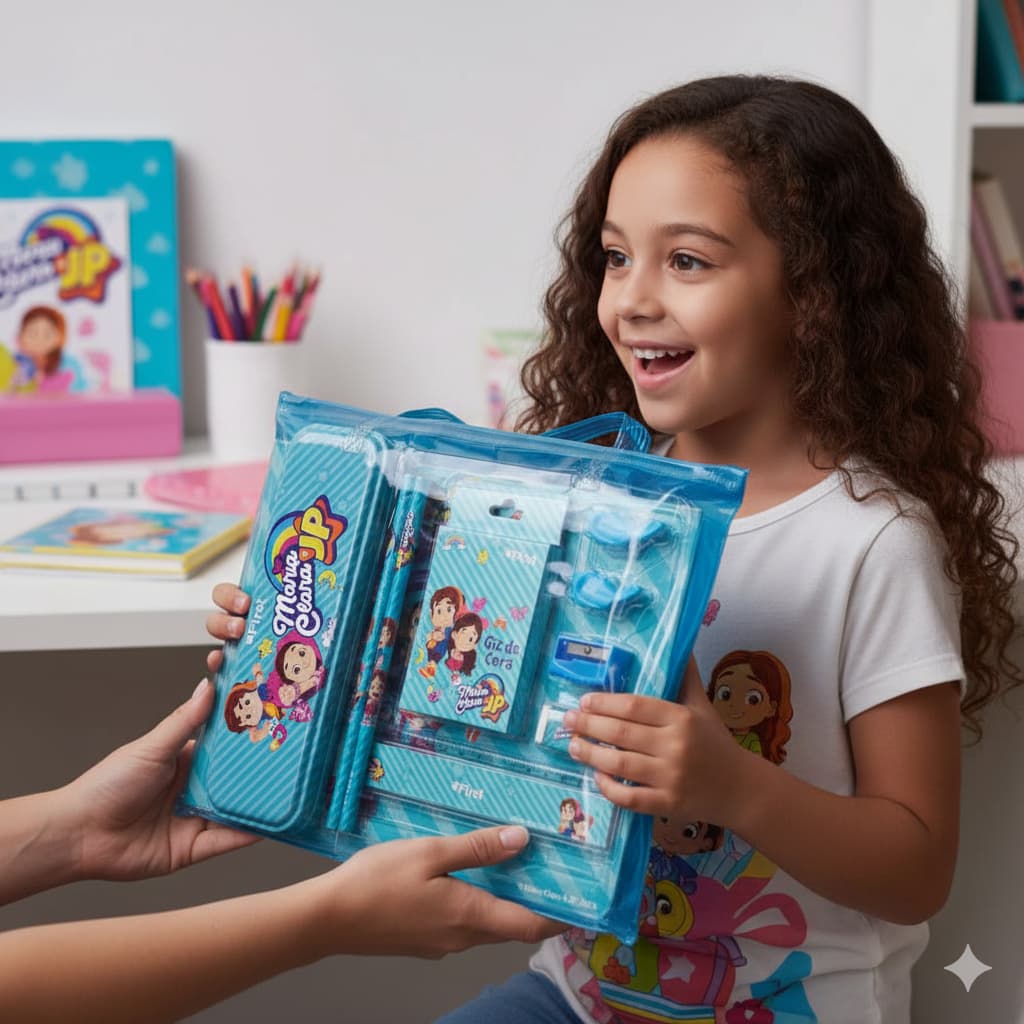 Kit Escolar Maria Clara e JP com Estojo e Acessórios Completo material escolar livros cadernos