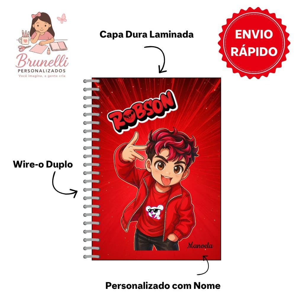 Caderno 10 matérias Robson os rosas personalizado