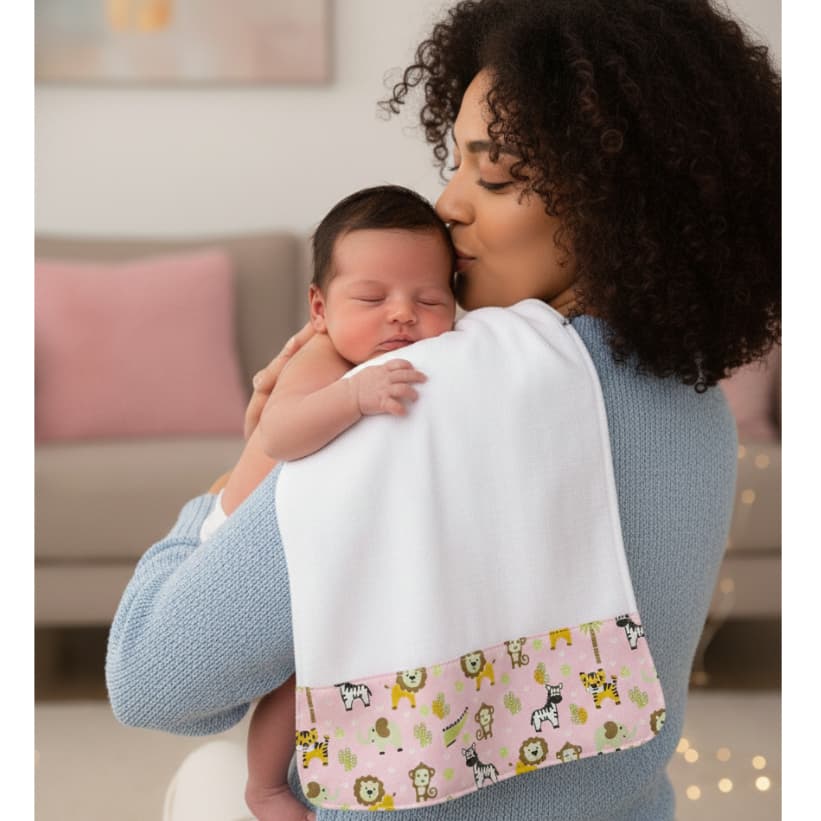 Fralda de ombro bebê infantil quadriculada Luxo safari rosa multifuncional menina 100% algodão
