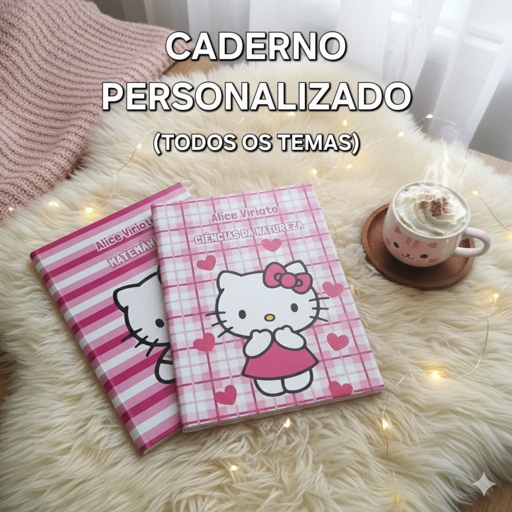 Caderno Personalizado Grande Brochura 96fls ou 48fls (TODOS OS TEMAS)
