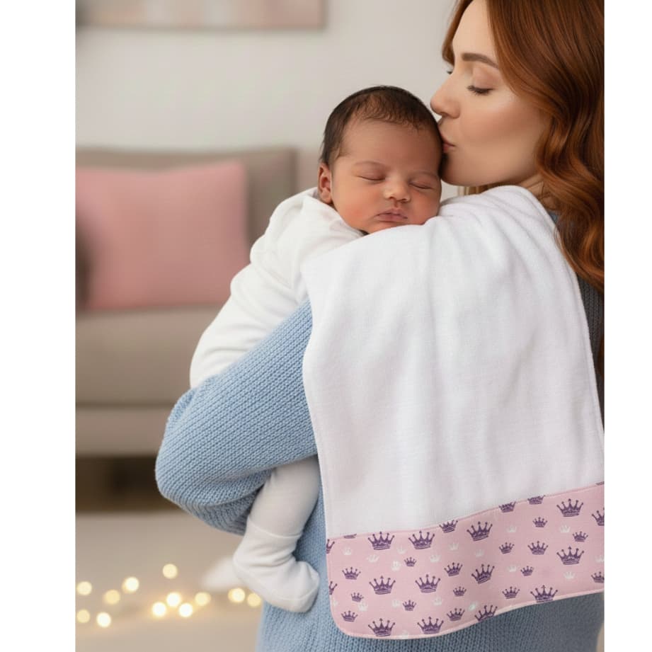 Fralda de ombro bebê infantil quadriculada luxo coroas rosas passeio multifuncional 100% algodão