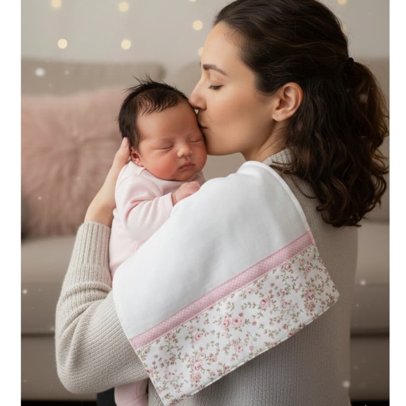 Fralda de ombro bebê infantil pano de boca quadriculada Luxo flores rosas menina 100% algodão macia