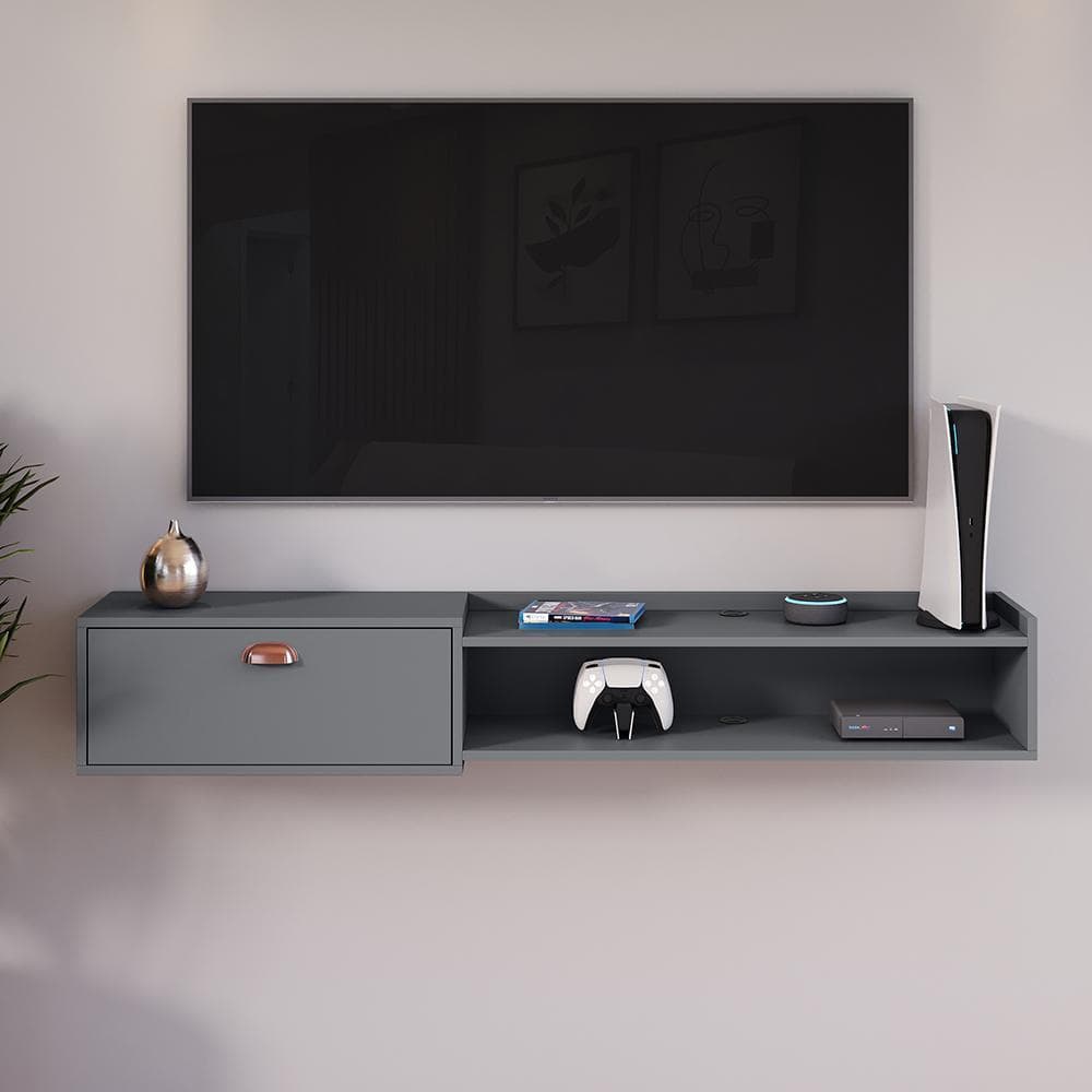 Rack Bancada Suspensa Com Porta Sala Escritório Quarto Parede TV Até 60 polegadas 1.50 cm ou 1.80 cm