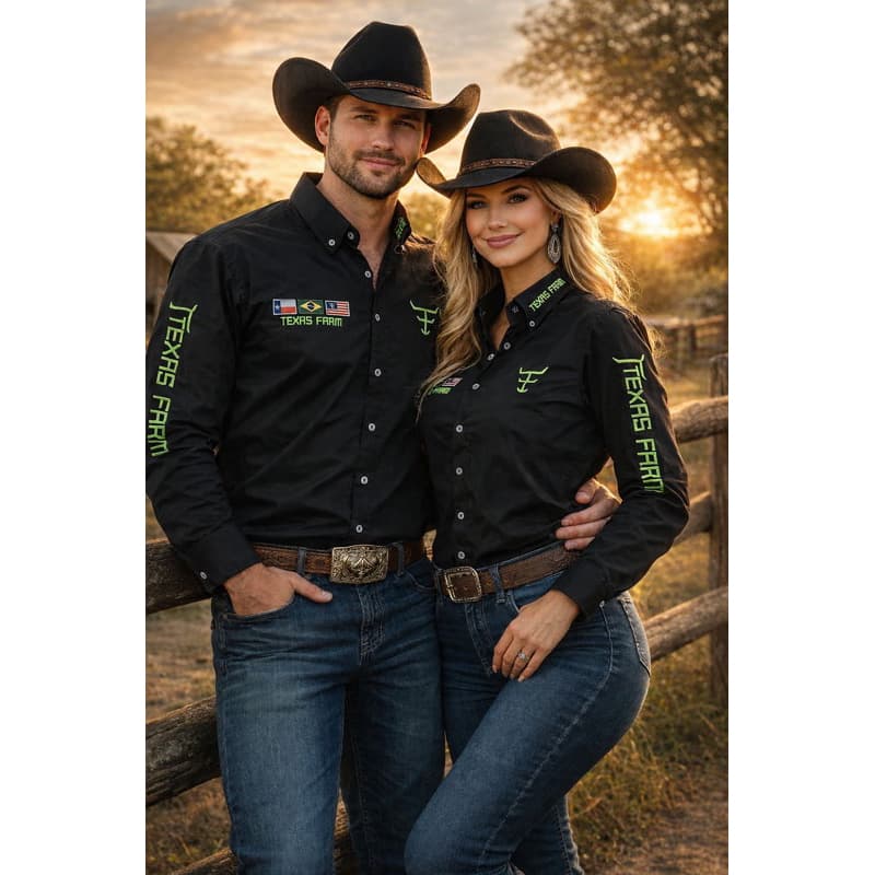 Camisa Texas Farm Premium estilo Cowboy rodeio Americano