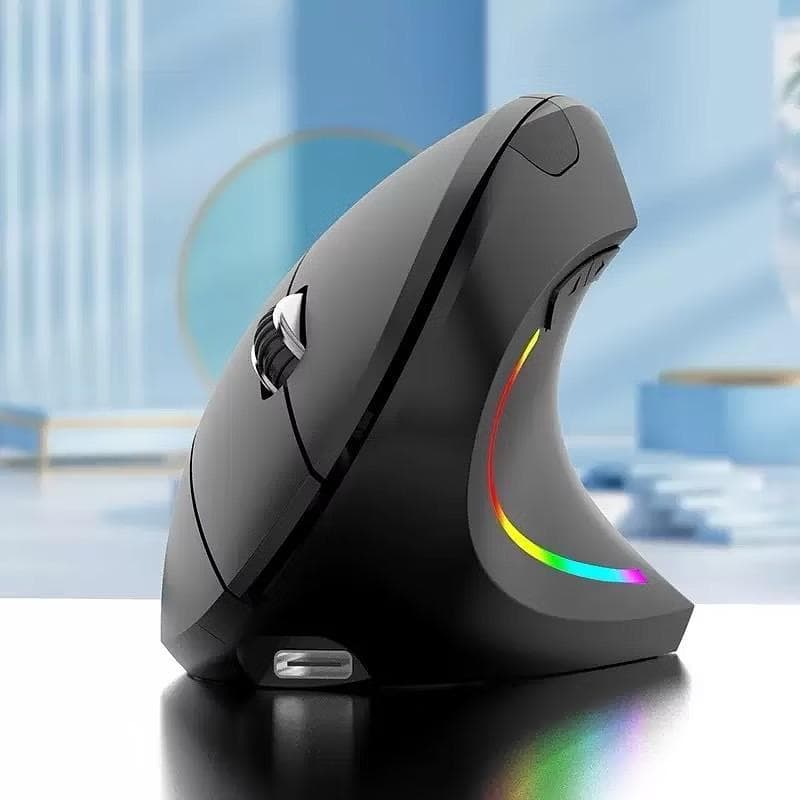 Mouse Vertical Ergonômico Sem Fio 2.4G Recarregável RGB 3 DPI para PC Notebook