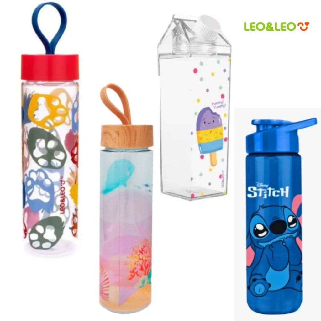 Garrafa de água Infantil Redonda ou Caixa de leite para água ou lancheira Escolar Stitch Fundo do Mar Pet