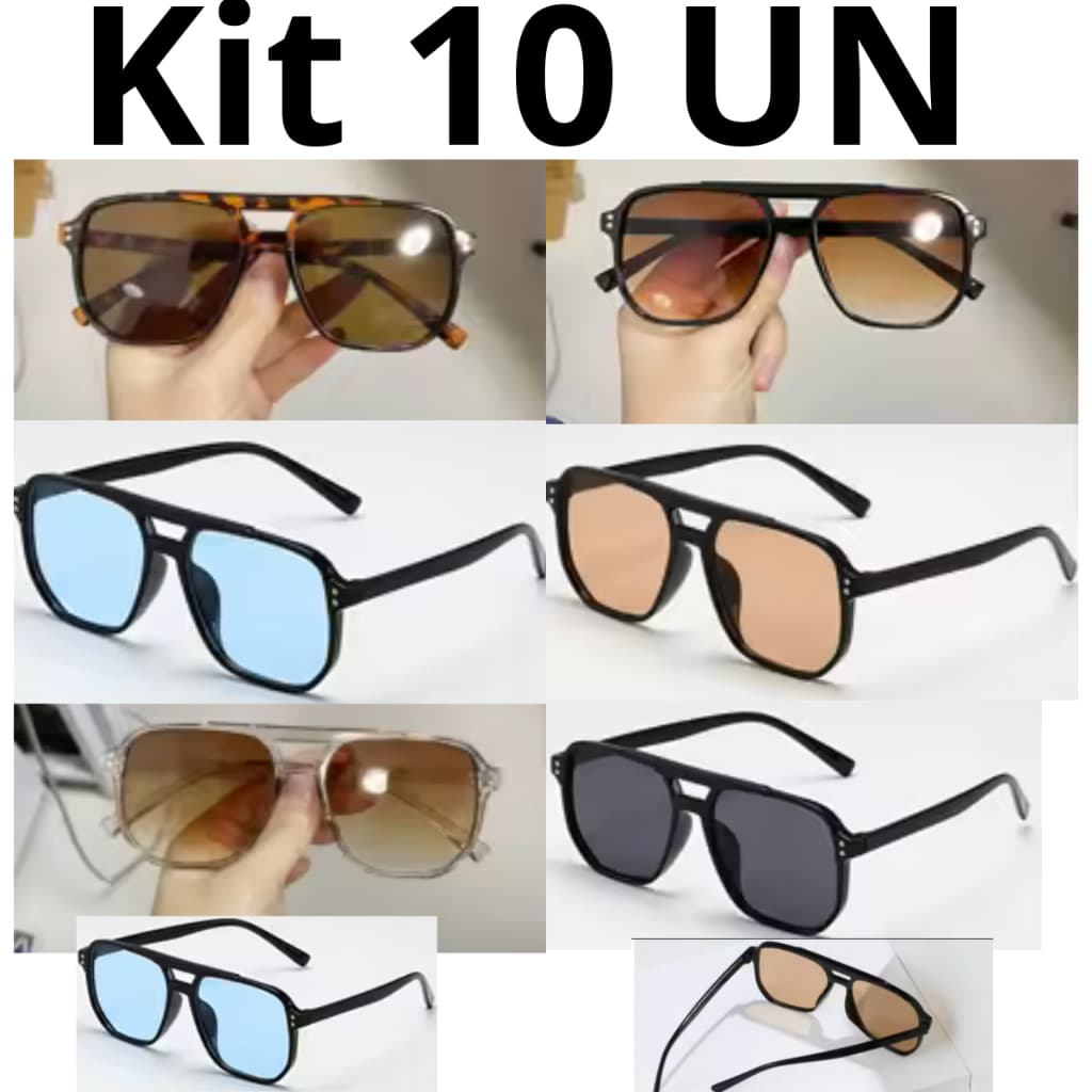 Kit 10 UN Óculos de Sol Unissex Com Lentes Coloridas Tendência 2025 Atacado entrega rápido