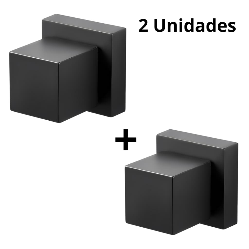 KIT 02 Acabamento Quadrado Preto Para Registro Chuveiro Pressão / Gaveta 1/2 e 3/4 Preto ABS Padrão Deca