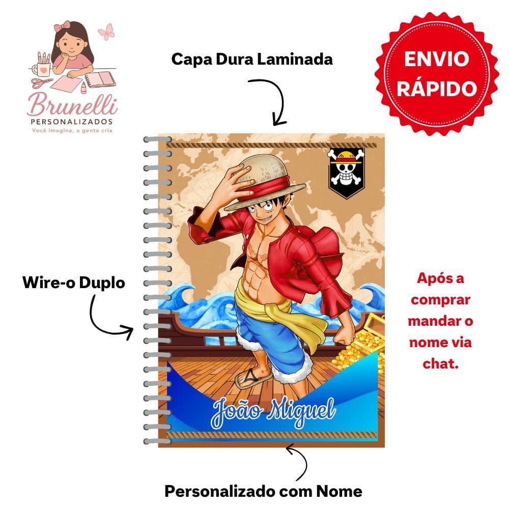Caderno 10 matérias One Pience Personalizado