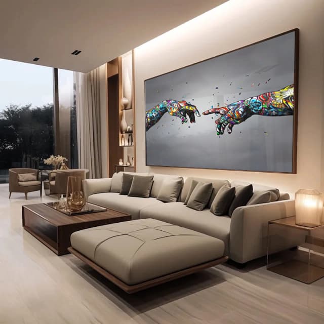Quadro decorativo A Criação de Adão de Michelangelo, decoração, arte visual, cores, modernidade, fé