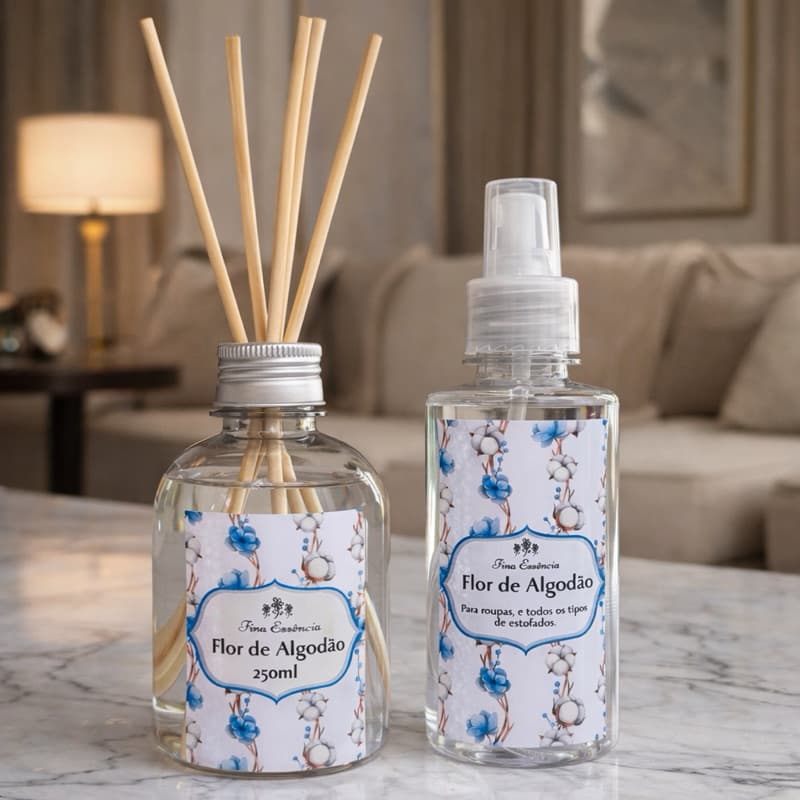 Kit aromatizador Difusor de Varetas 250ml + Spray Água Perfumada 250ml