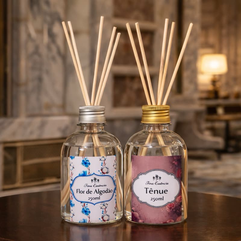 Aromatizador de Ambientes 250ml com Palitos Longos - Fragrâncias Premium a Escolher