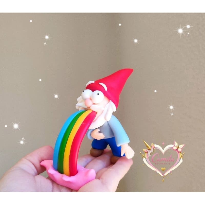 Gnomo arco íris Gravity Falls -shmebulock- homenzinhos da floresta- figure/toy art/decoração geek/presente criativo