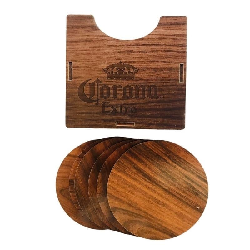 Kit Porta Copos Corona Extra em Madeira – Descanso de Copos com Suporte Decorativo