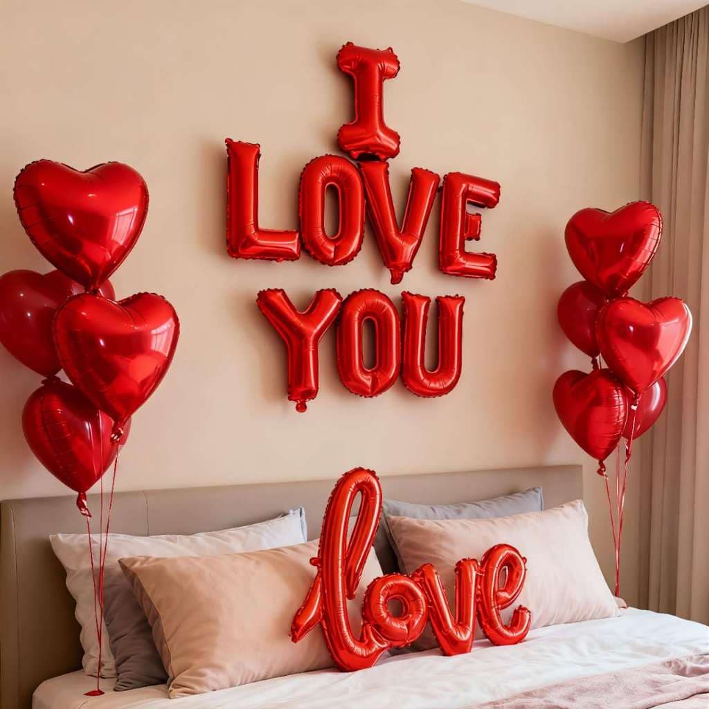 Kit 8 Balões Metalizados “I Love You” 40 cm – Decoração Romântica