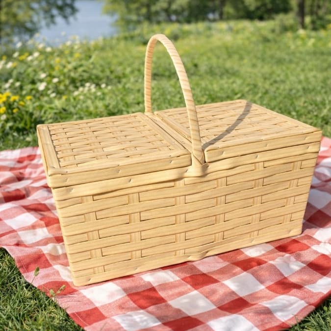 Cesta de Piquenique Fibra Sintética - 43,5 x 26 x 18,5cm