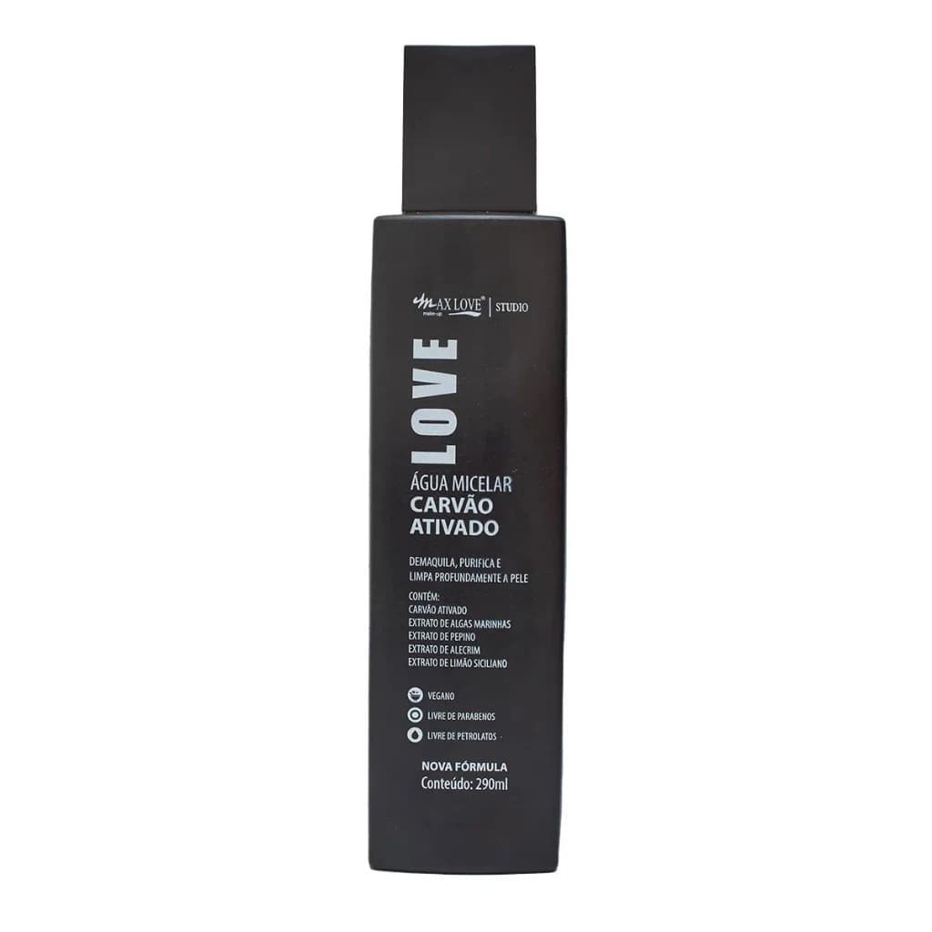 Água Micelar Carvão Ativado Max Love – Limpeza Profunda e Purificação – 290ml