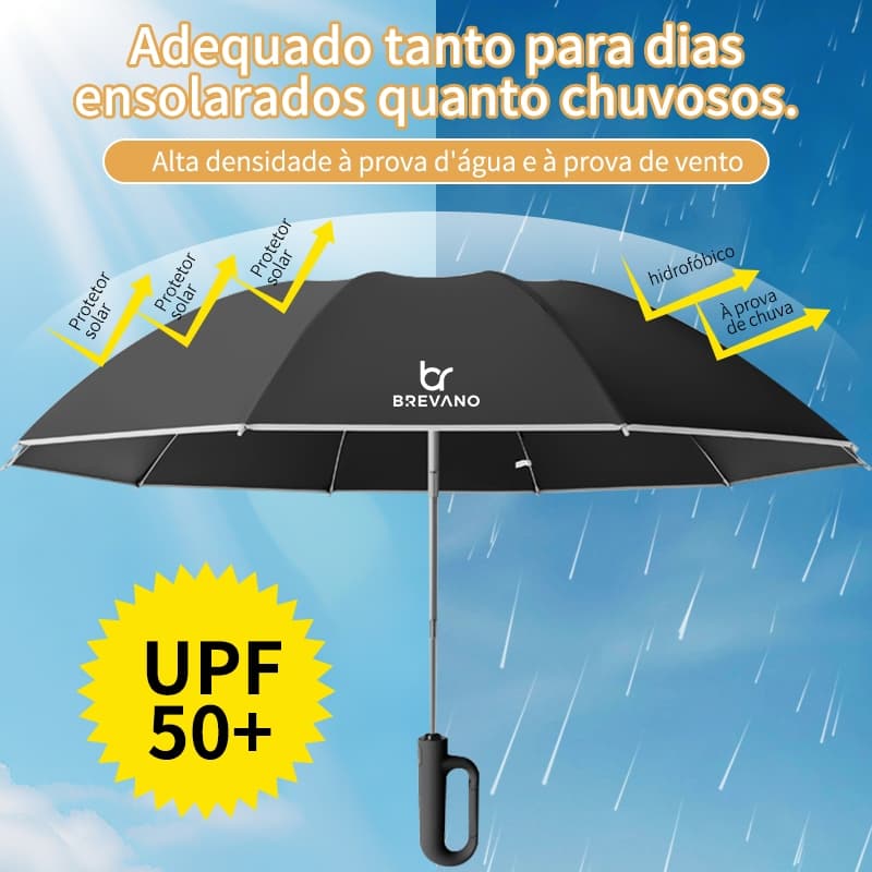 Guarda-chuva Automático Proteção Solar UV Dobrável Anel de Fivela Com Black
