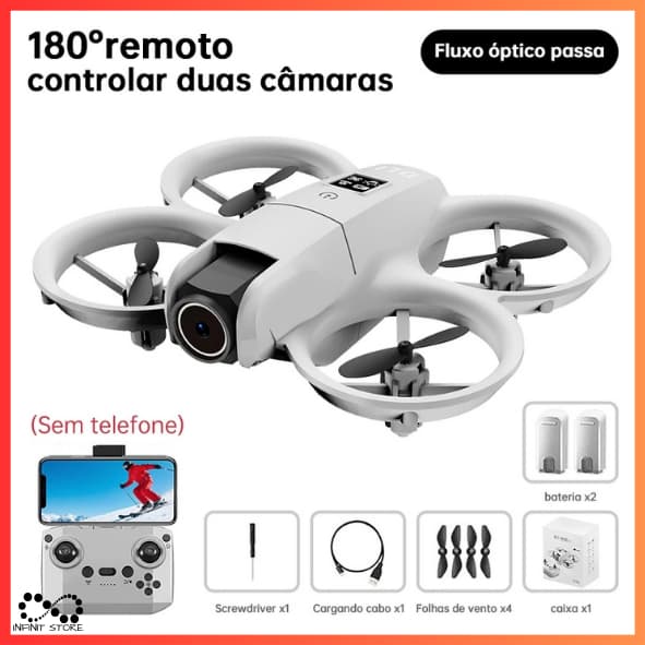 Mini Drone 180° WIFI FPV Com Controle Hover Câmera 4K Luzes Coloridas Avião Dobrável Quadcopter RC