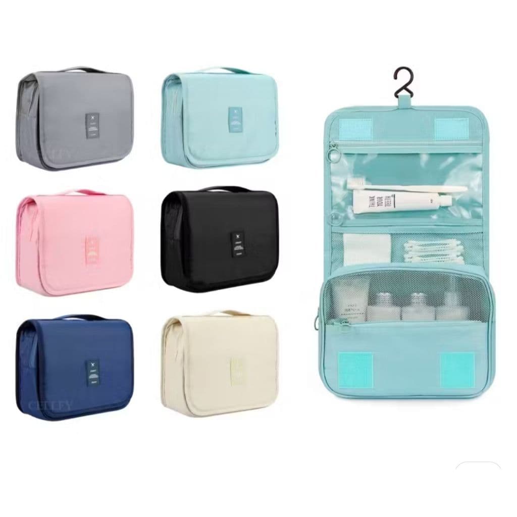NECESSAIRE ORGANIZADORA DE VIAGEM DOBRAVEL COM GANCHO IMPERMEAVEL