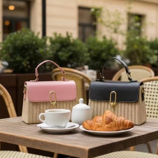 XY Bolsas.Bolsa de palha com design moderno, bolsa transversal,Luxo