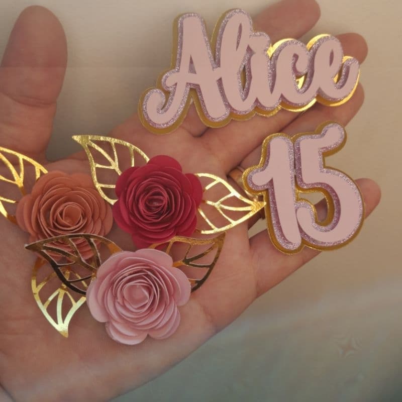 Personalizado com nome acompanha borboleta flores festa aniversário jardim topo de bolo gratidão