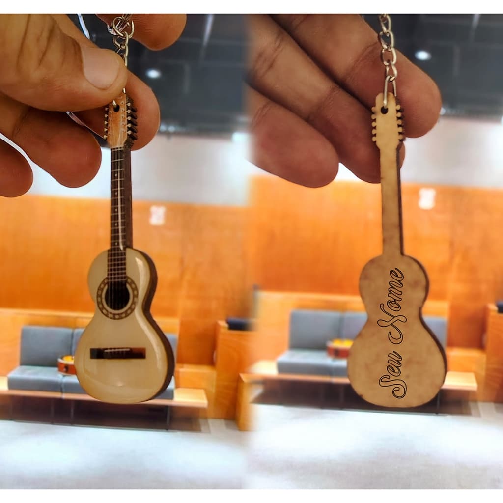 Chaveiro Viola Caipira Personalizado com Nome | Gravação a Laser no Verso