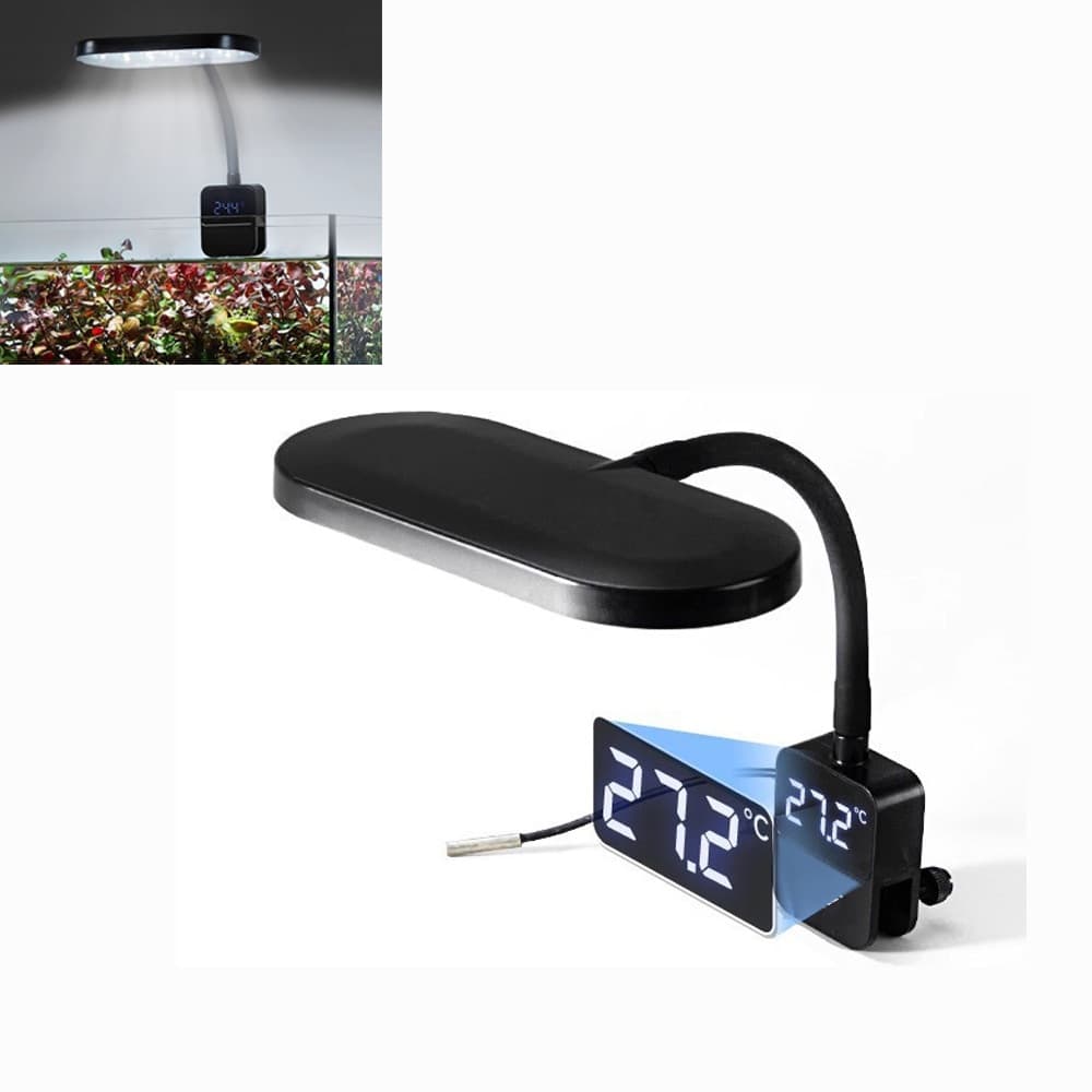 Luz para Aquário 2 em 1 com Termômetro Digital, Luz LED com Grampo e Espectro Completo