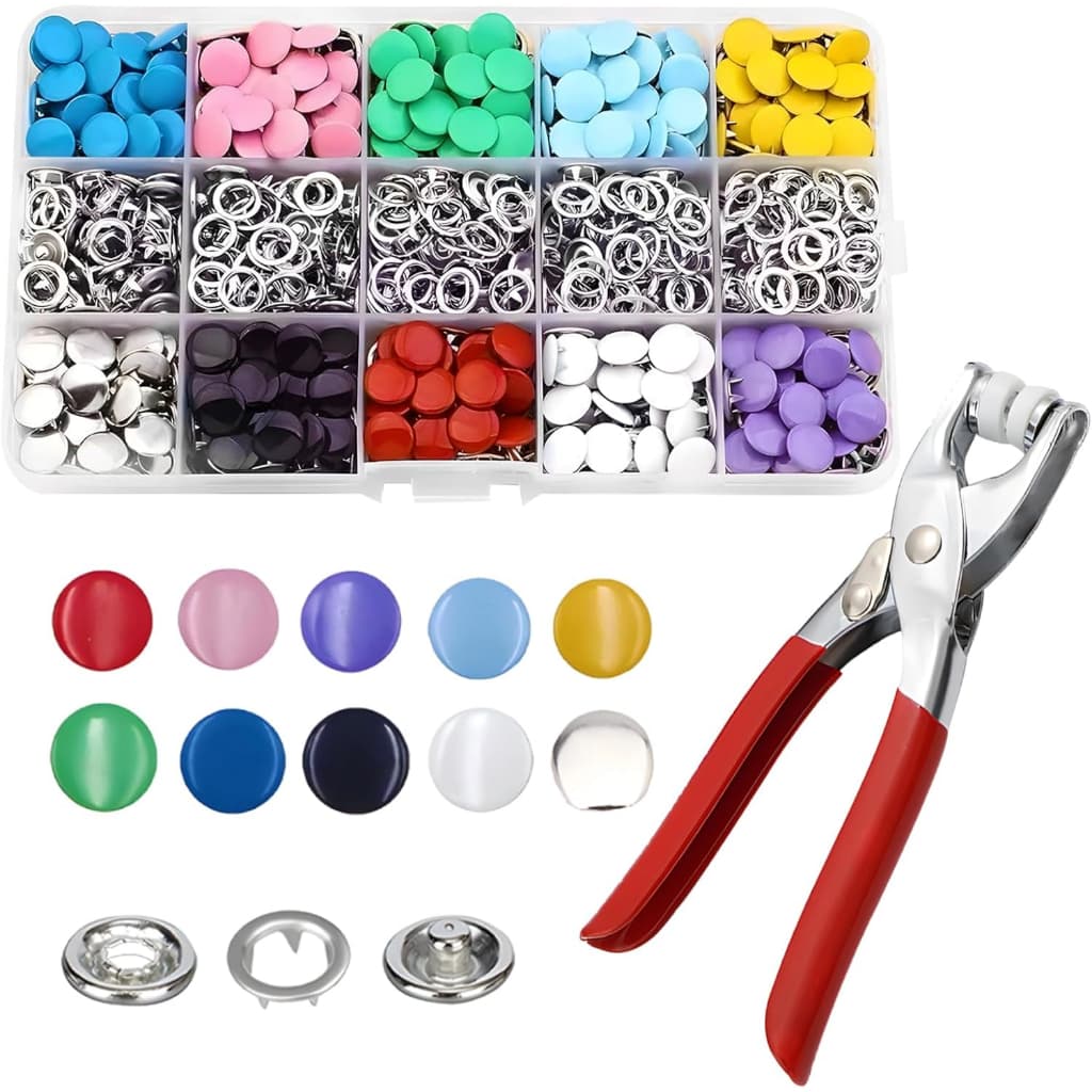 Kit Completo 200PCS para Prendedor de Pressão | Alicate Profissional + 10 Cores | Para Costura e DIY
