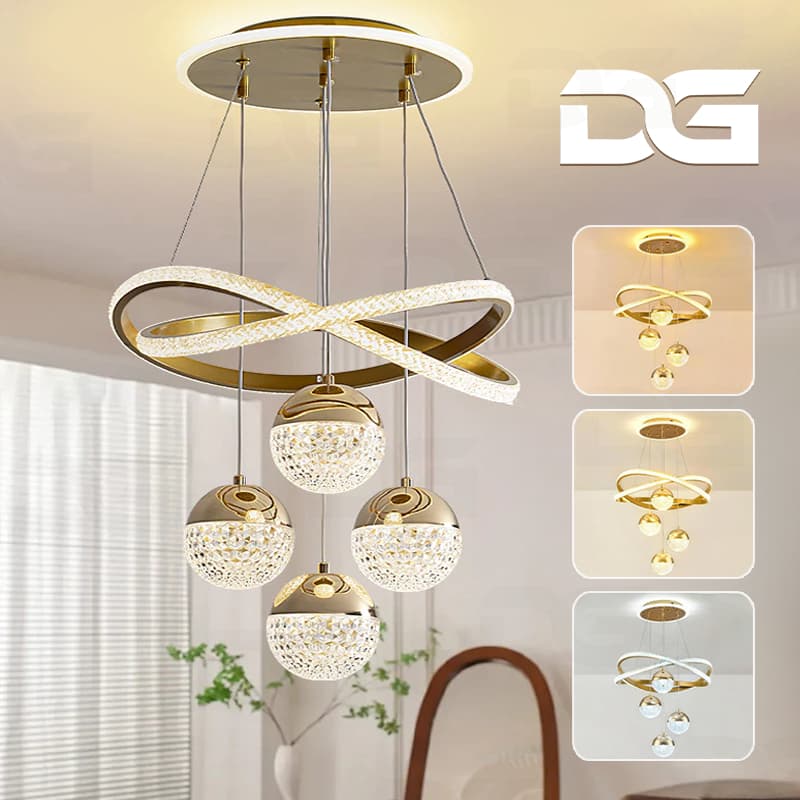110V/220V Lustre de Teto LED 3 Cores Luz Quente/Branca/Neutra Sala De Jantar Estar Luxo Escandinavo