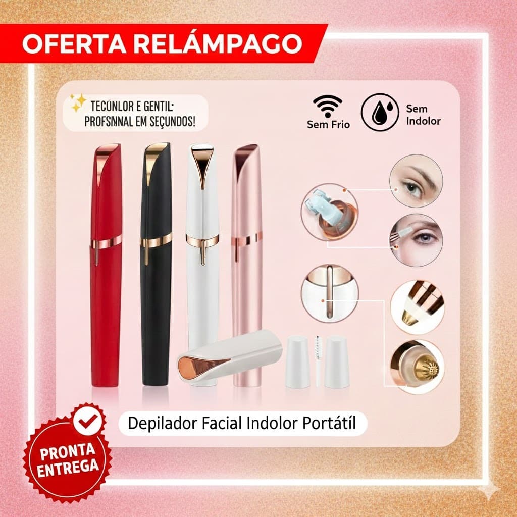 Caneta Depiladora Sobrancelha Elétrico Recarregável USB Bivolt (Cores Sortidas)