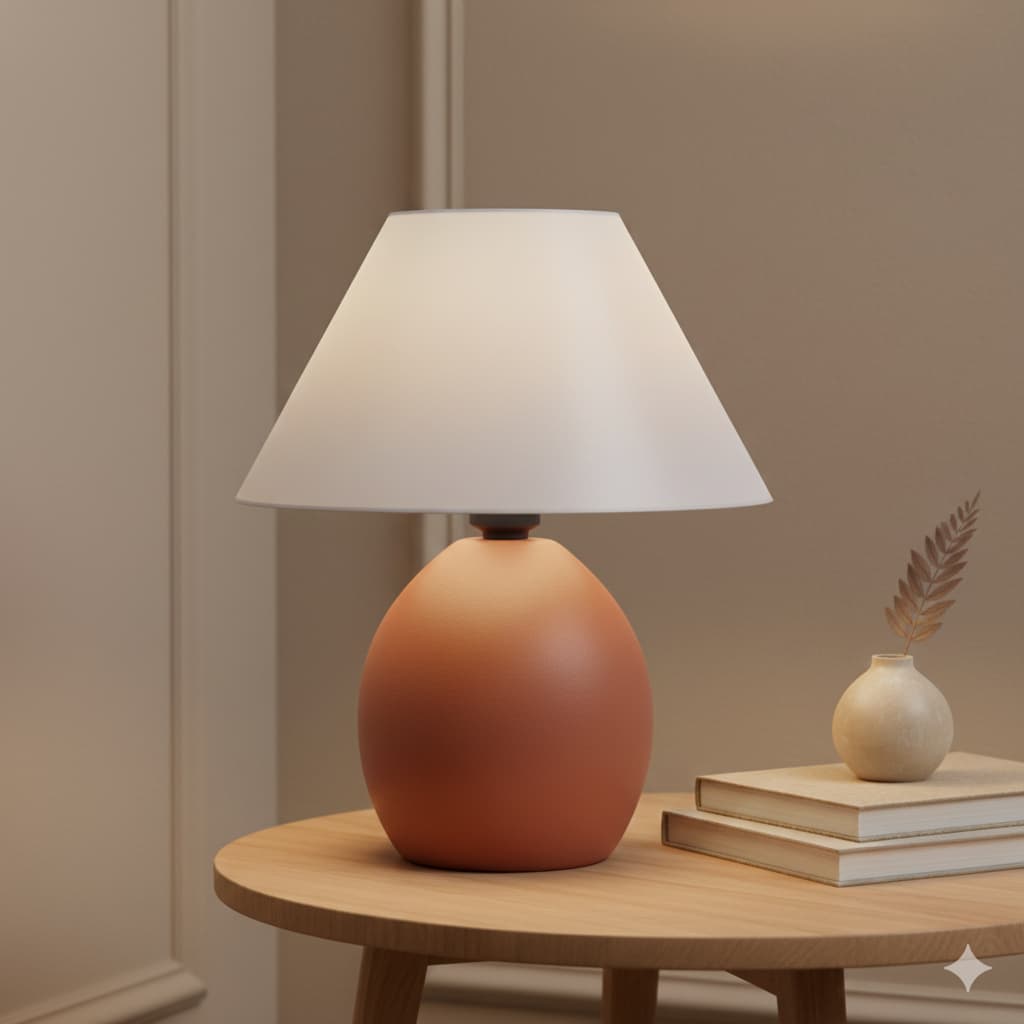 Abajur Luminária de Cerâmica Elipse Cúpula Decoração Quarto Escritório Sala