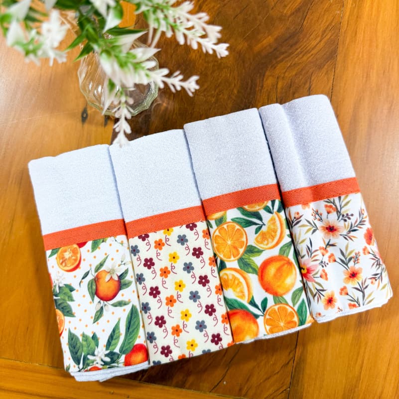 Pano de Prato Atoalhado Branco 45x65cm Premium Estampado Com Bainha Variados