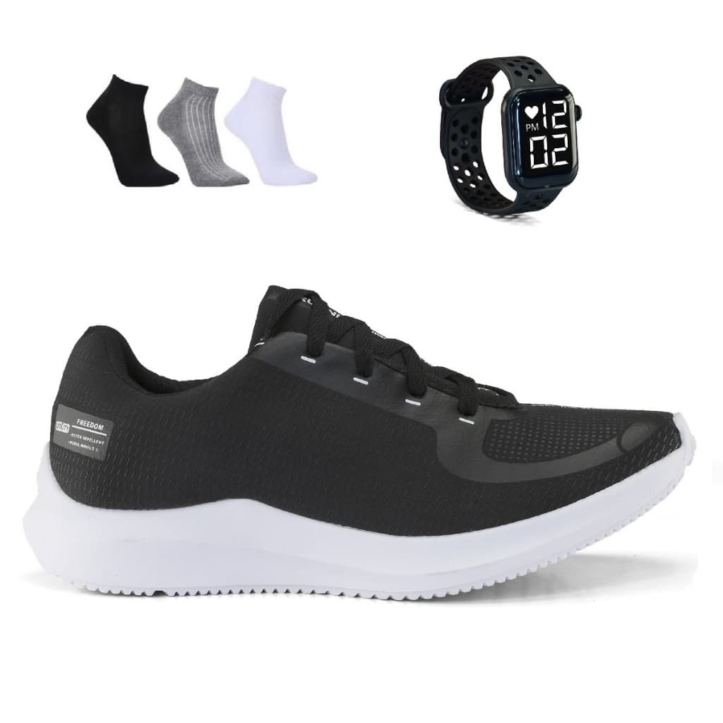 Tenis Masculino + Relogio + Meia Esportivo Caminhada Corrida Treino Versatil Macio e Leve Promoção