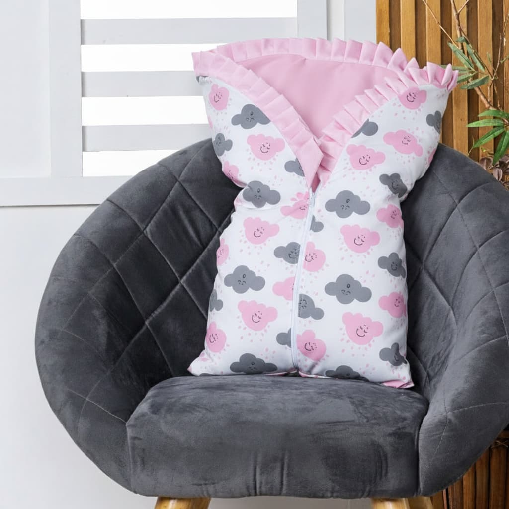 Saco de Dormir Bebê com ZÍPER e ELÁSTICO para o Frio Inverno em Tecido Estampado 100% Algodão