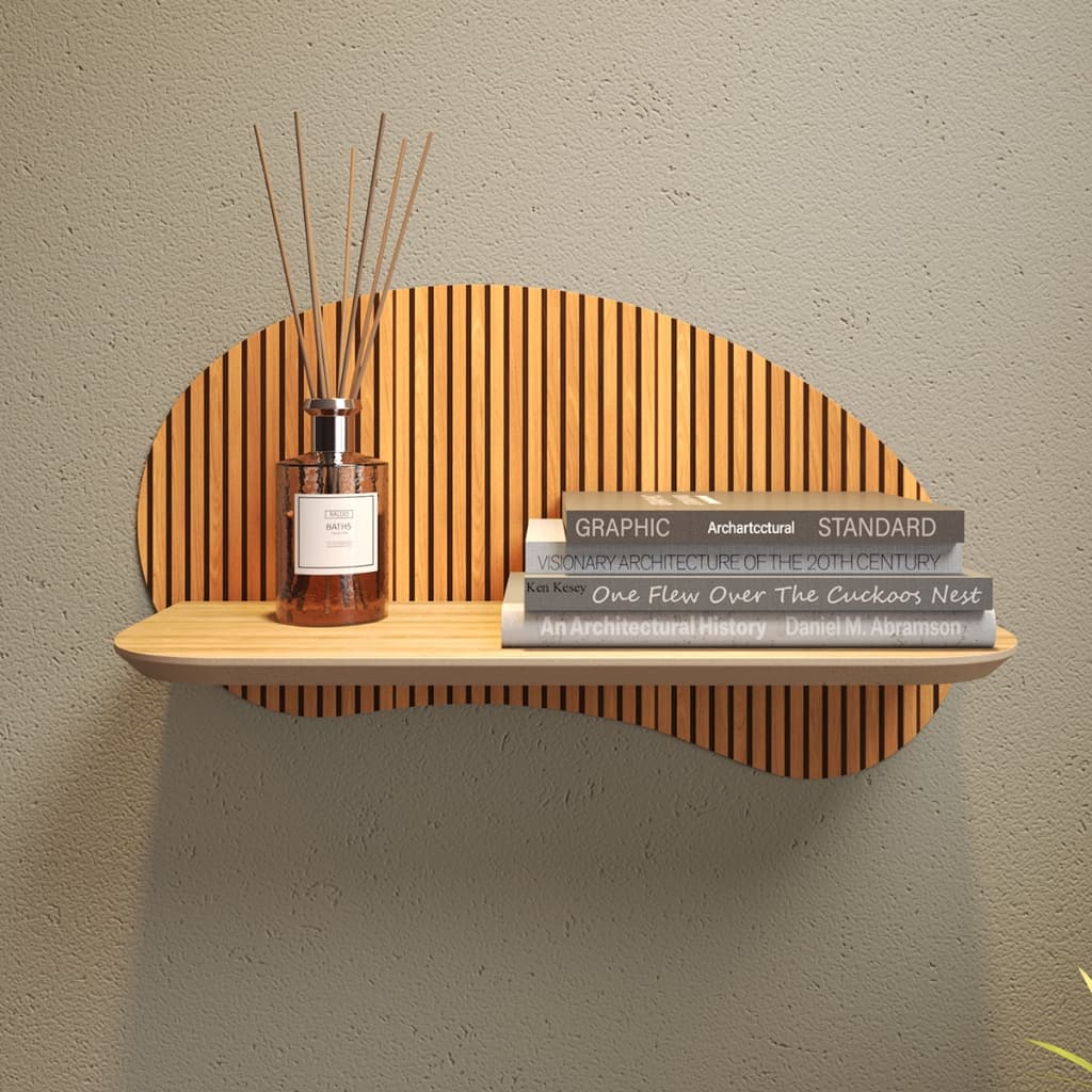 Prateleira Orgânica 38cm Mesa de Cabeceira P/ Parede Quarto Organizador Design Moderno Nicho Orgânico Suspensa Mod:Lima