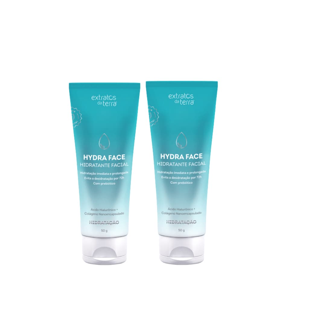 Kit 2 Hidratante Facial Hydra Face Acido Hialuronico Extratos Da Terra