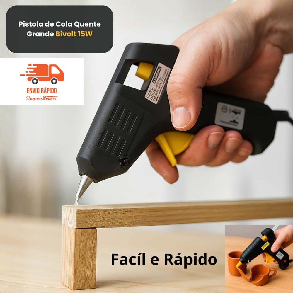 Pistola Cola Quente 15W Bivolt | Cola Quente  Artesanato e Reparos | Pistola Cola Quente