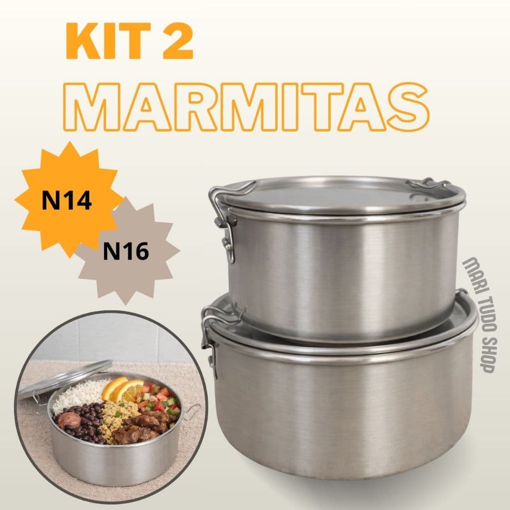 Marmita Redonda de Alumínio com Tampa e Trava Fácil Dupla 1,2 Litro (16 cm) e 850 ml (14 cm)