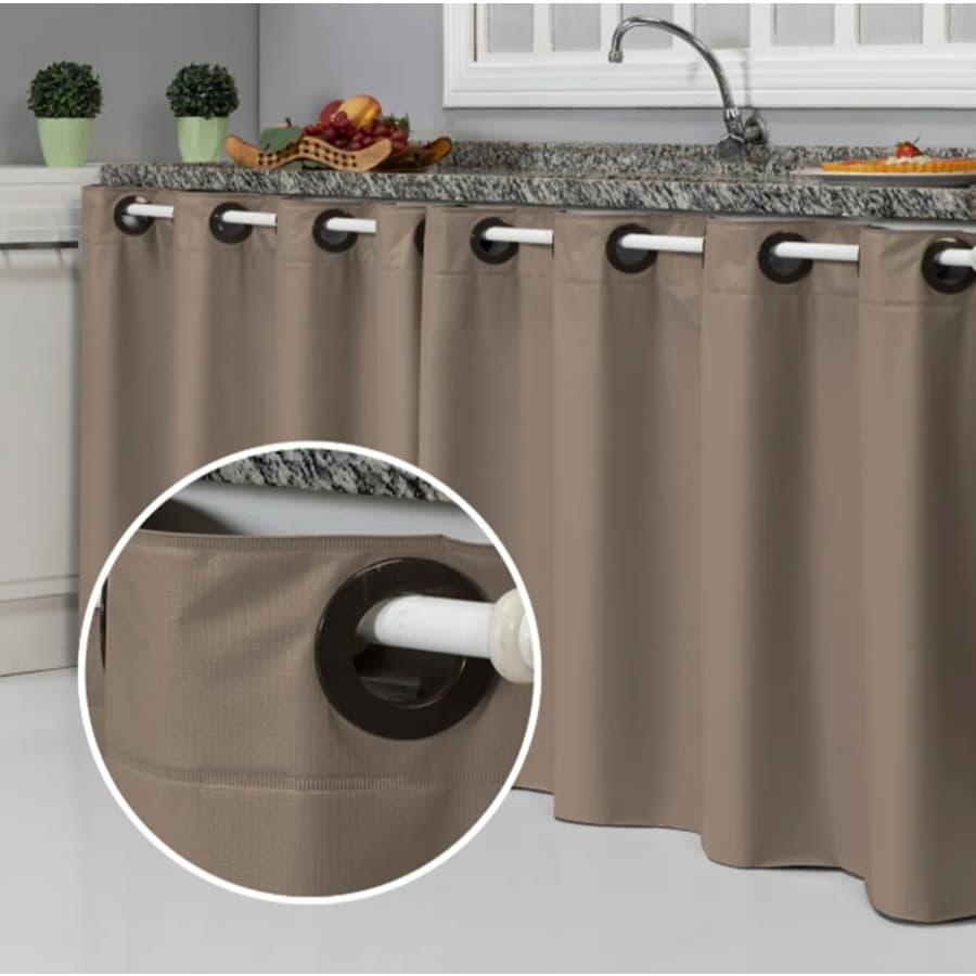 Cortina de Pia Cozinha PVC Impermeável Decorativa  Proteção Oculta Armário 2,80 m x 0,80 m
