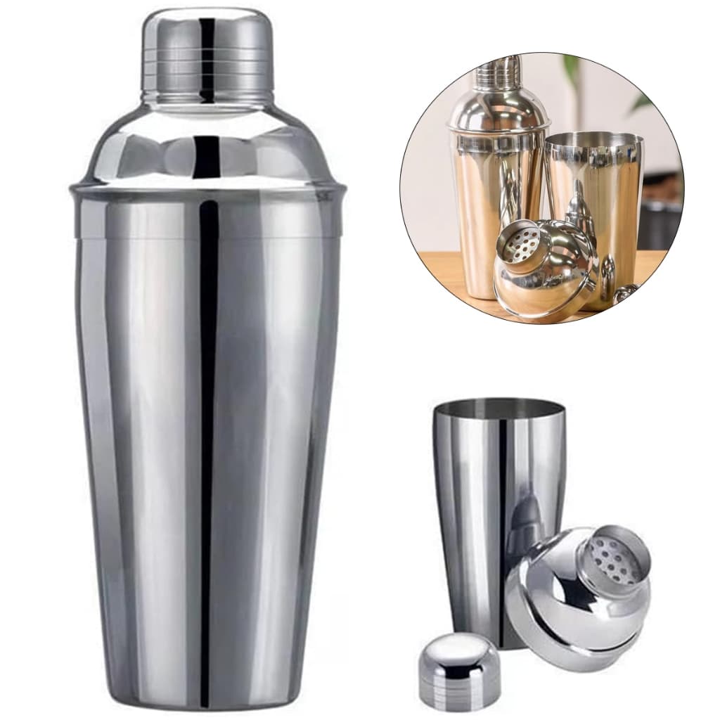 Coqueteleira Profissional 350ml Inox Resistente E Filtro Cinza