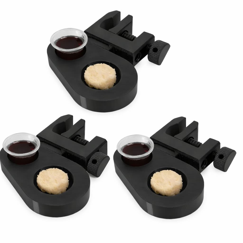 Suporte para Santa Ceia (cálice/pão) p/ Haste de Pedestal de microfone Fixação Rápida - Kit 3 Unid