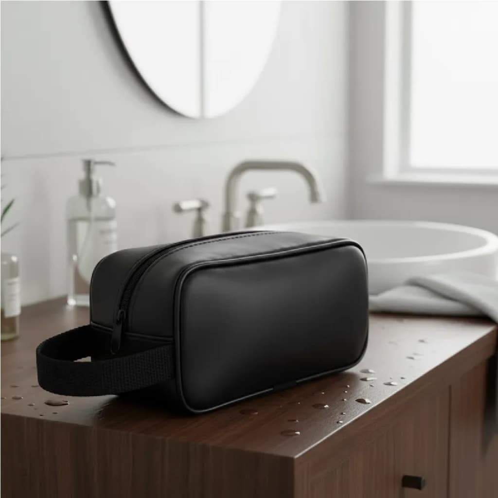 Necessaire Compacta de Viagem Unissex D'Lui | Couro Sintético Premium, Resistente à Água